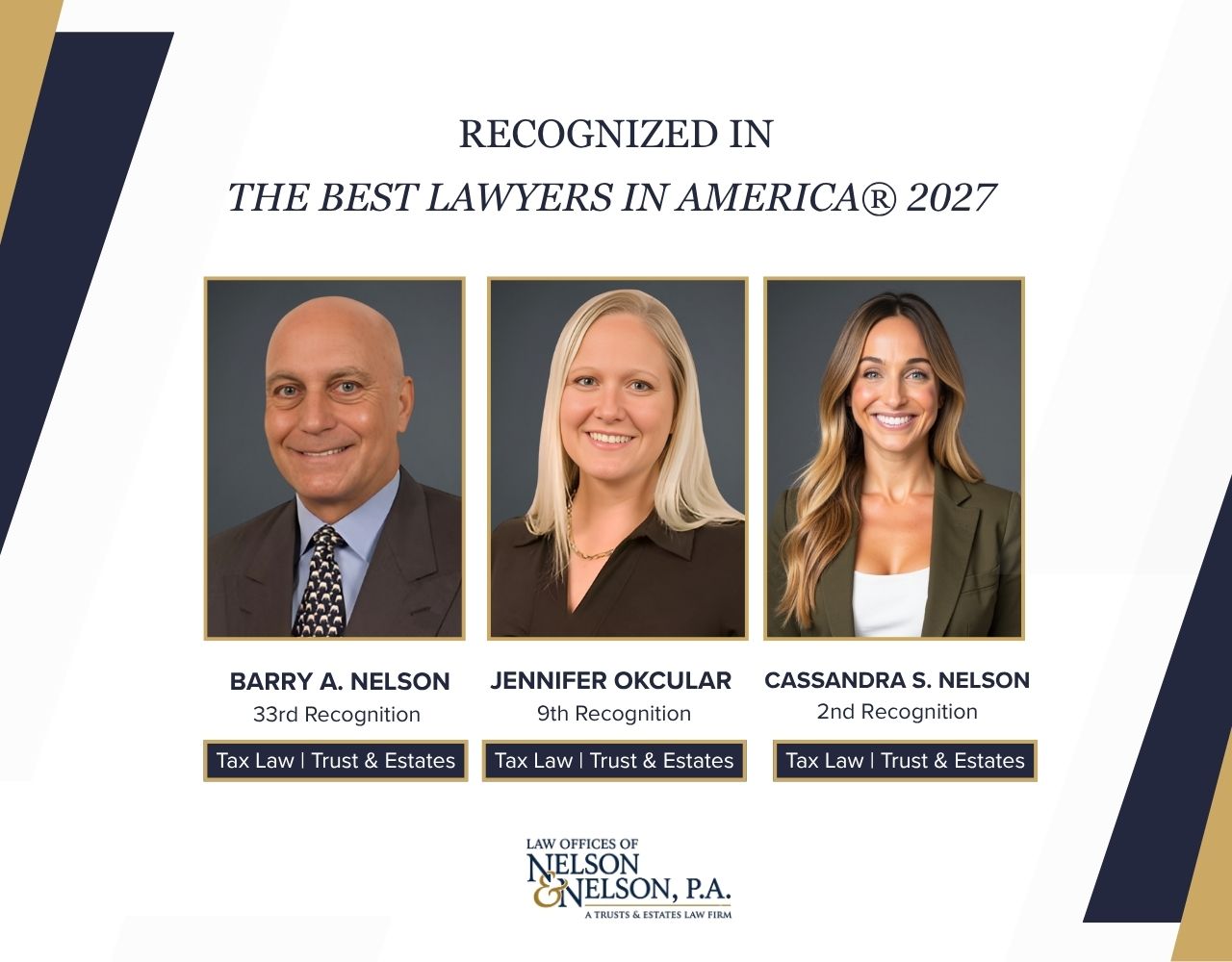Nelson & Nelson, P.A. is Proud to Have 3 Lawyers Recognized by Best Lawyers® in 2027 in America
